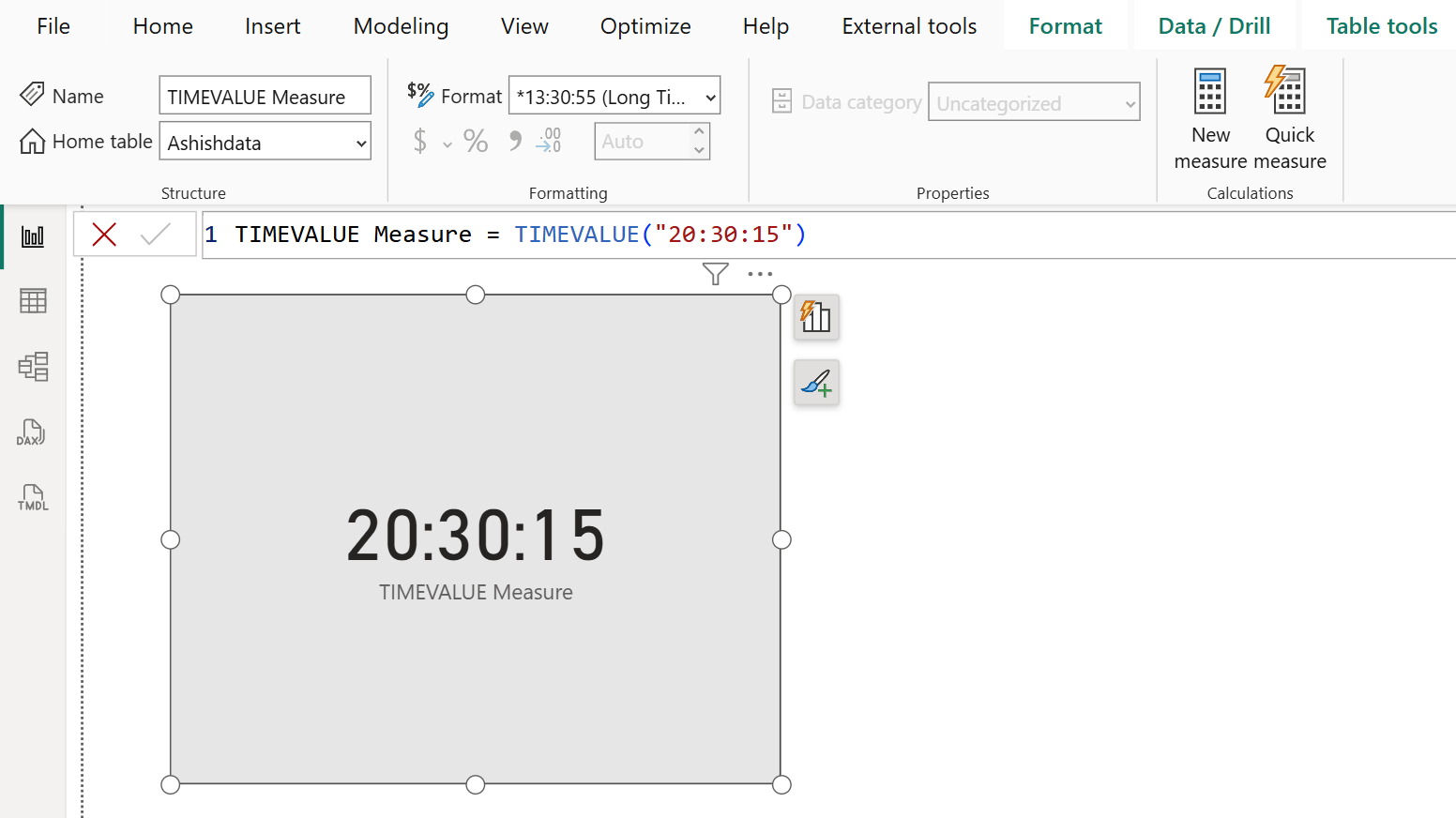 TIMEVALUE DAX function in Power BI