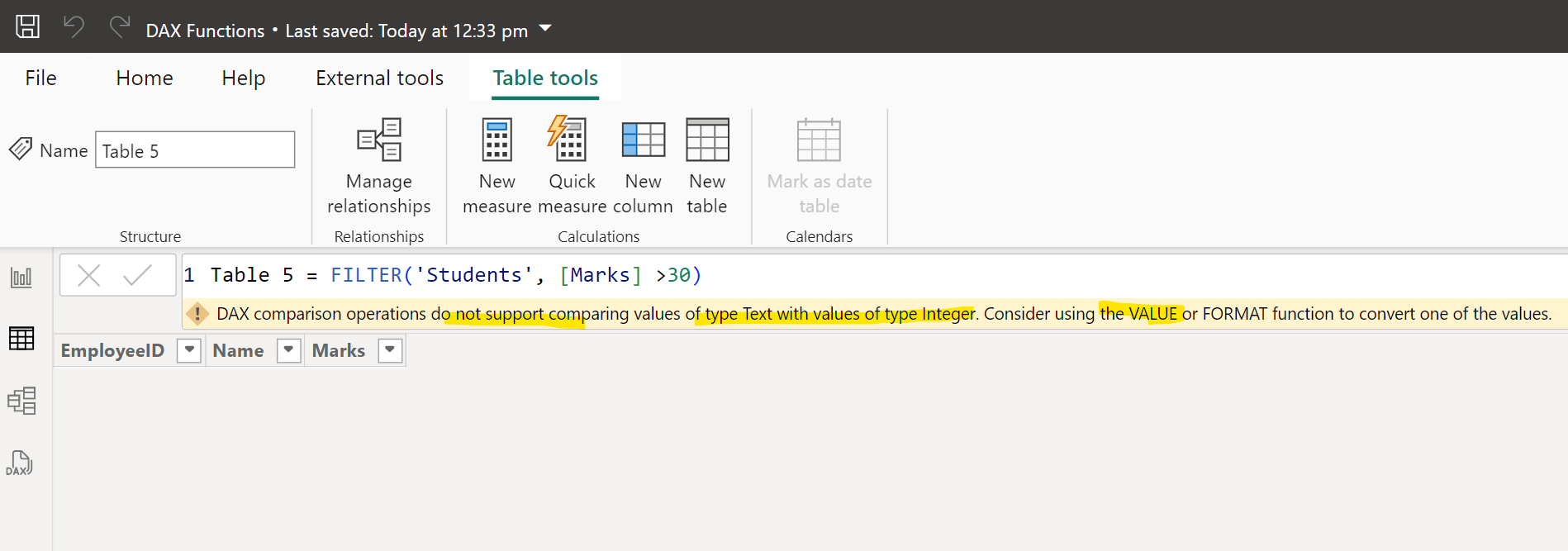 VALUE dax function in Power BI VALUE dax function in Power BI