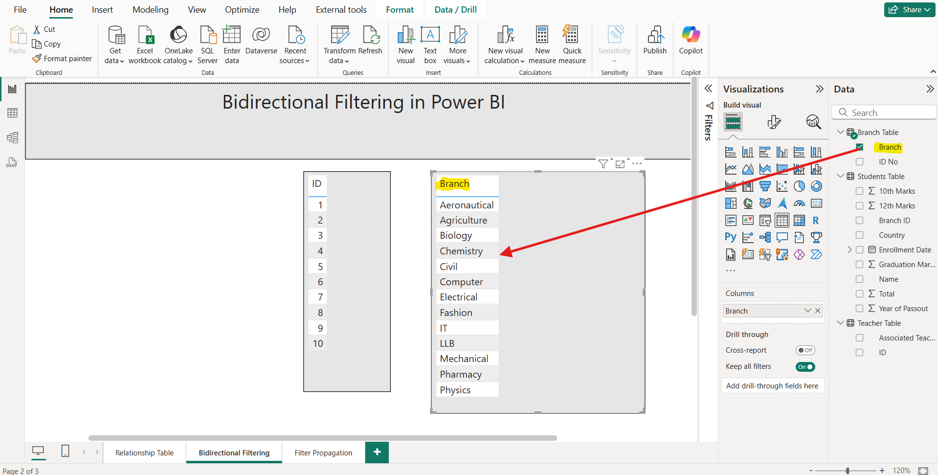 Bidirectional Filtering in Power BI