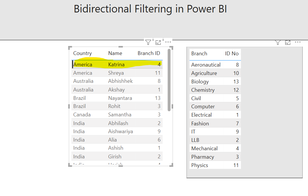 Bidirectional Filtering in Power BI
