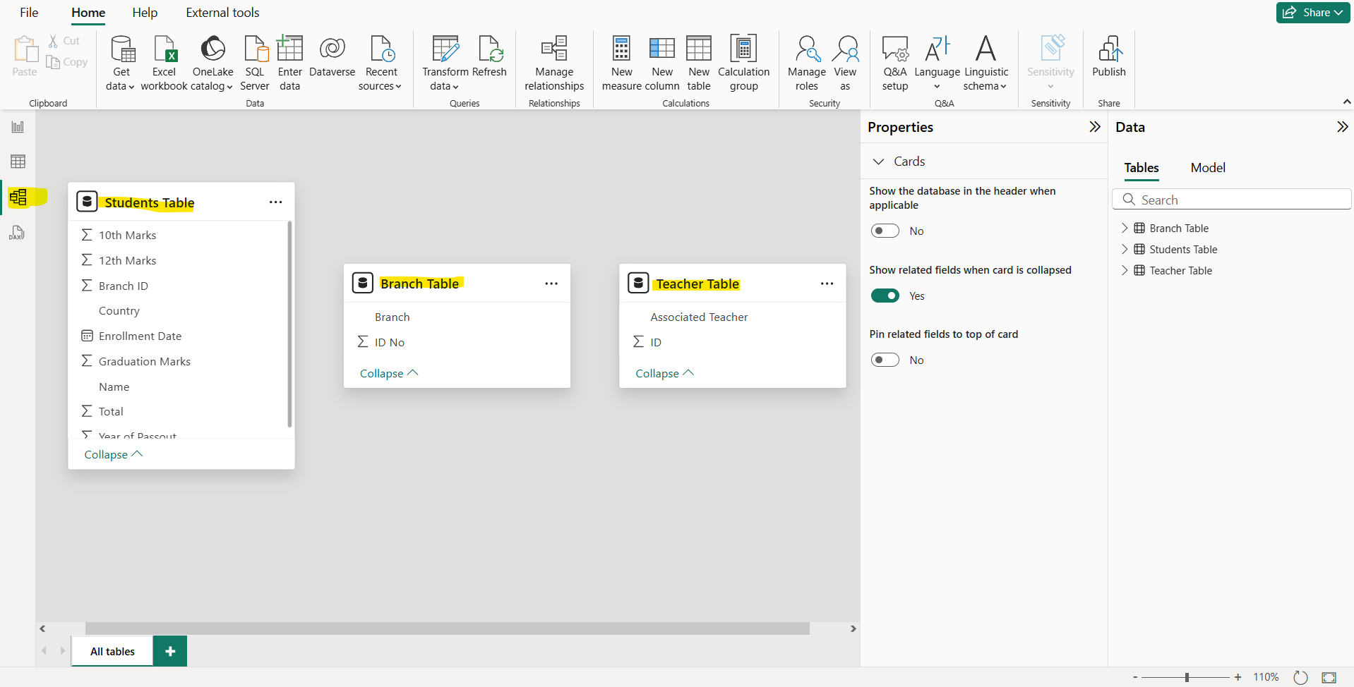 Model View in Power BI
