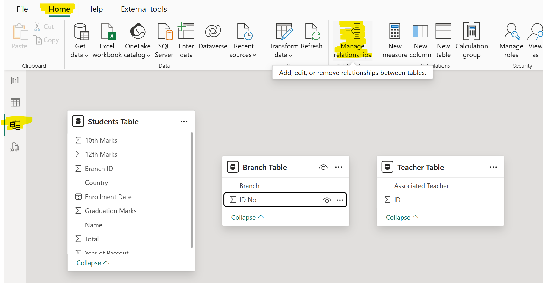 Model View in Power BI