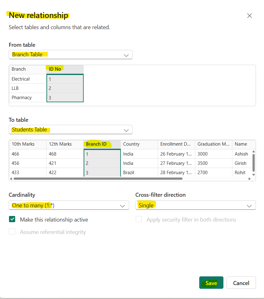 Model View in Power BI