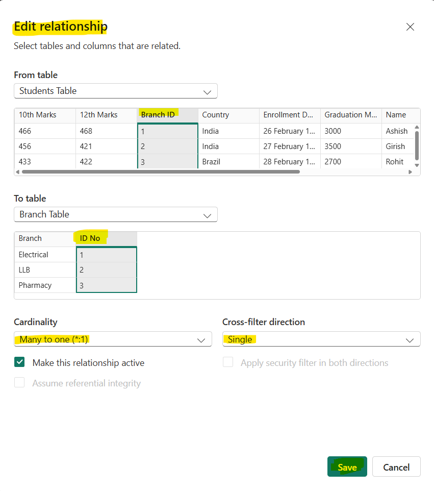 Model View in Power BI