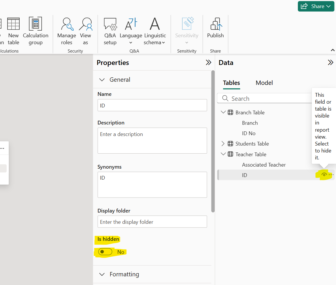Model View in Power BI