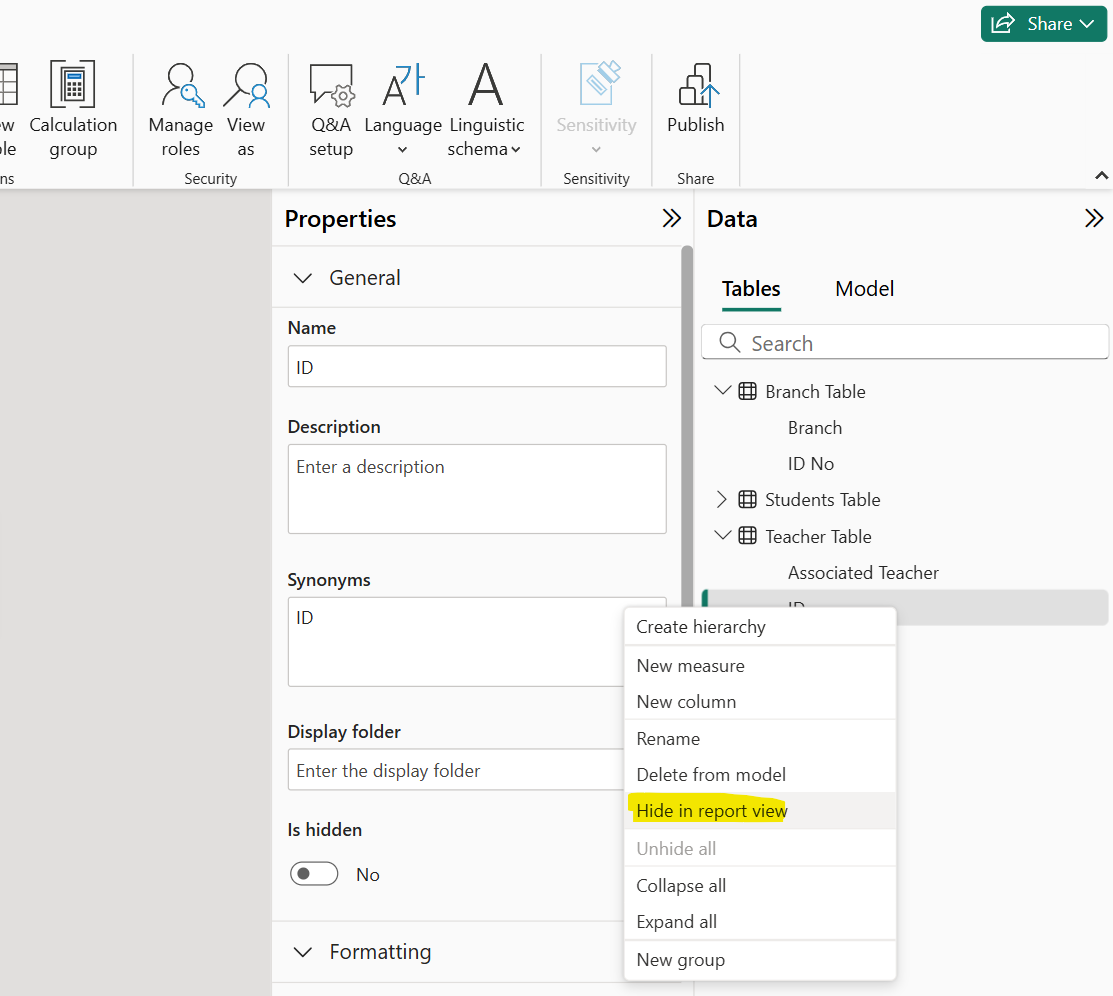 Model View in Power BI