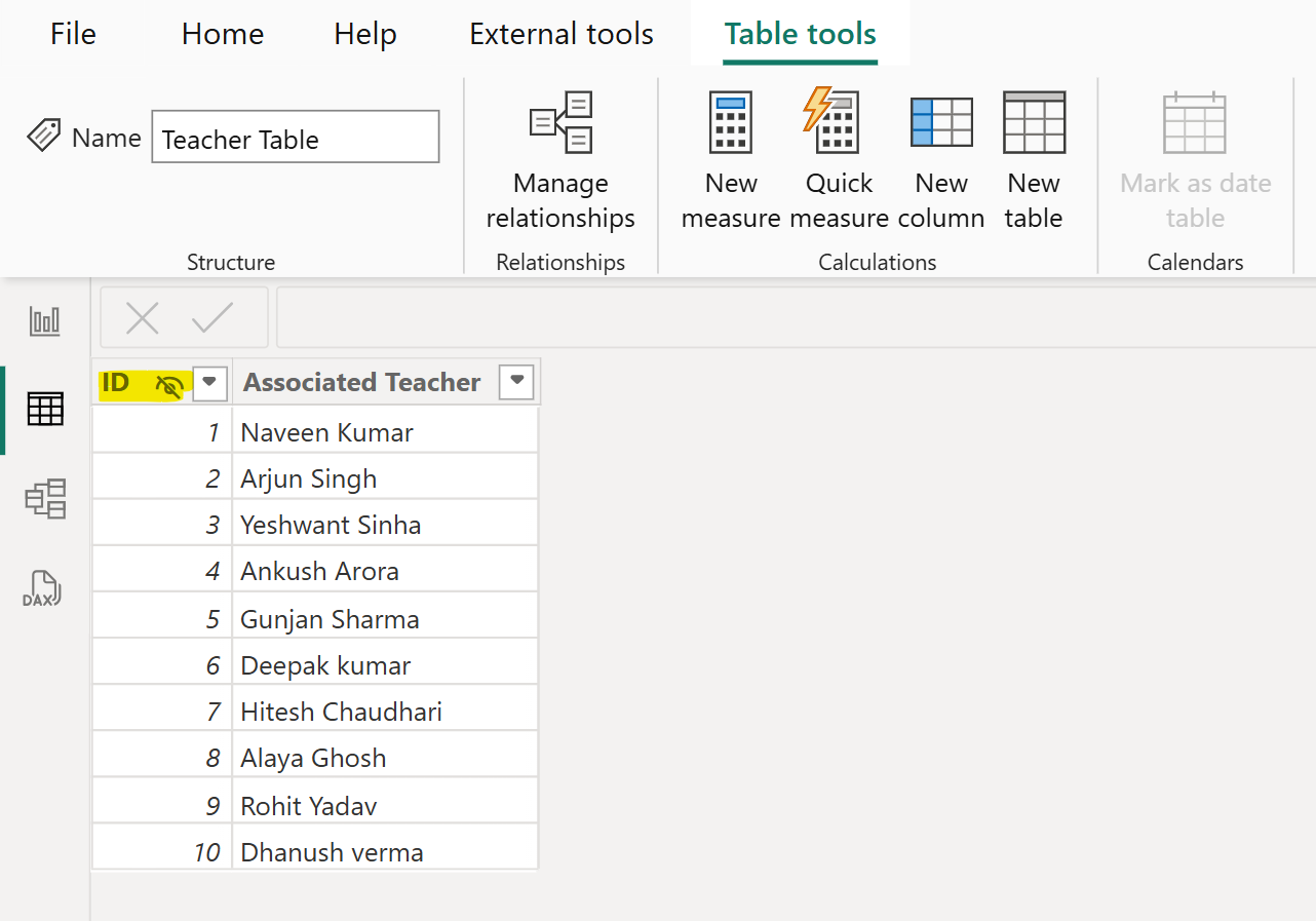Model View in Power BI