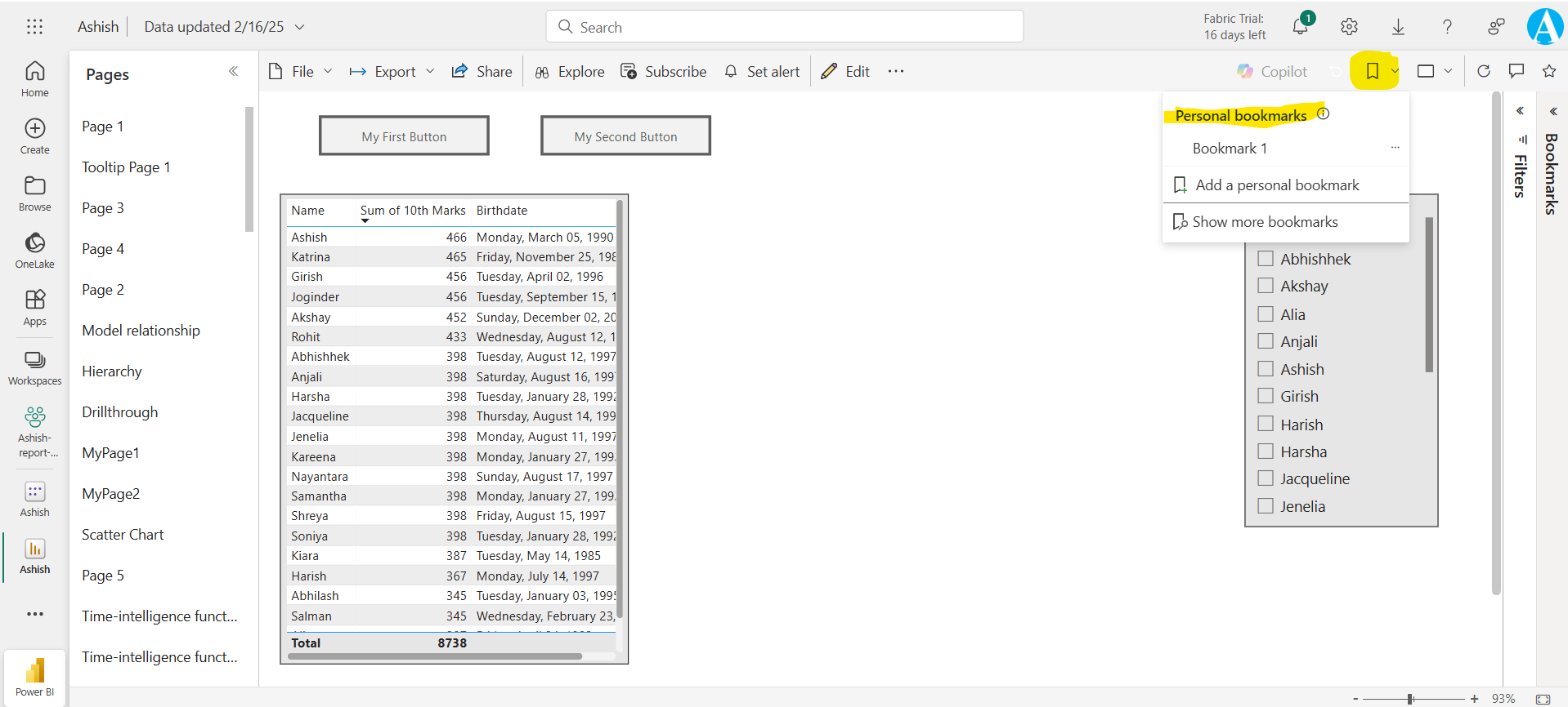 Bookmarks in Power BI Service Bookmarks in Power BI Service