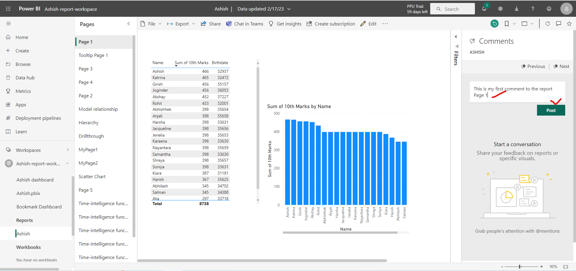 Comments on reports and dashboard Comments on reports and dashboard