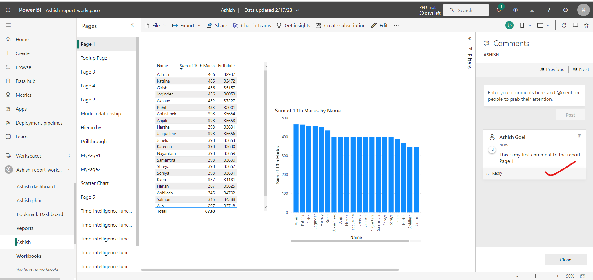 Comments on reports and dashboard Comments on reports and dashboard