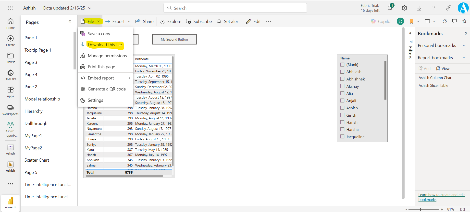 Download report from Power BI service