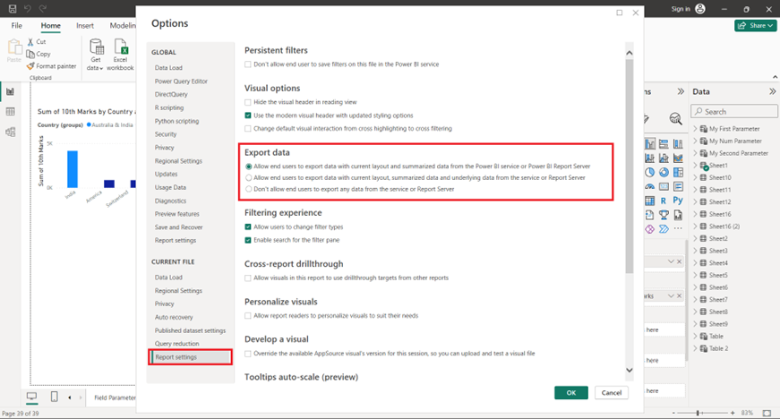 Export data from report and dashboard Export data from report and dashboard