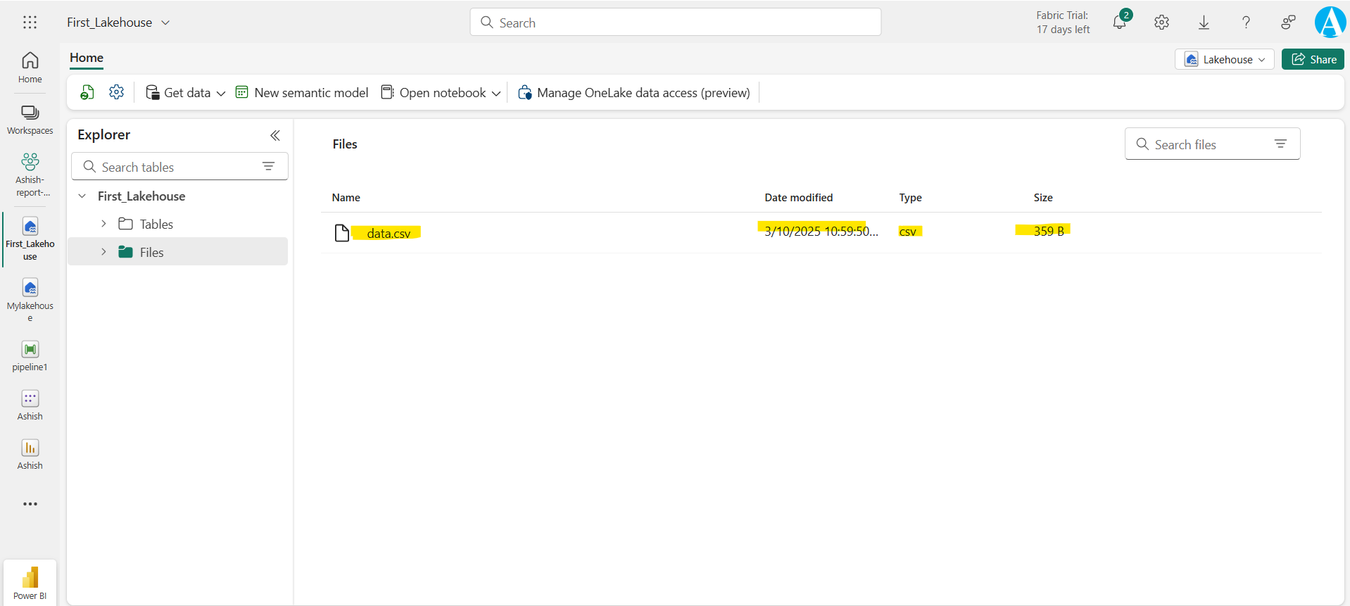 Lakehouse in Microsoft Fabric
