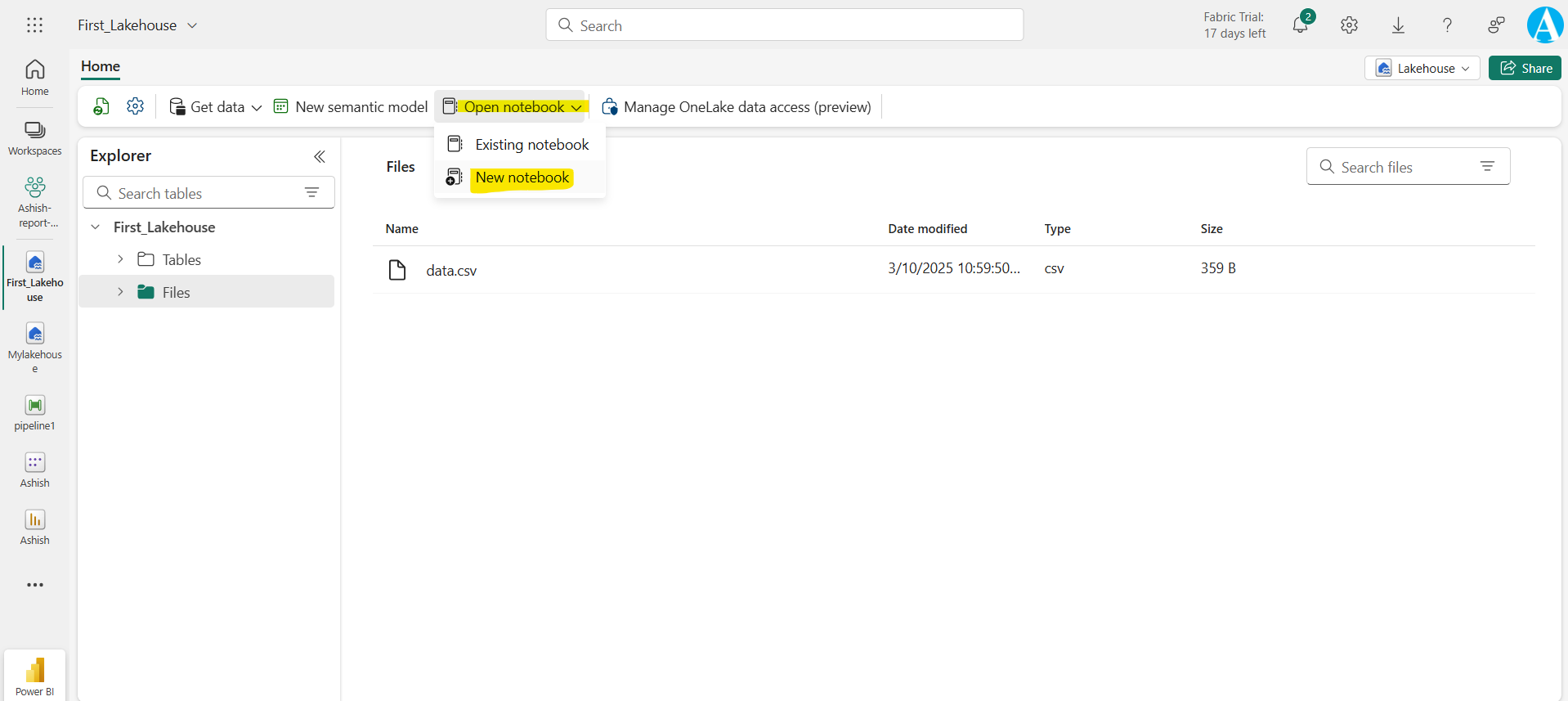 Lakehouse in Microsoft Fabric