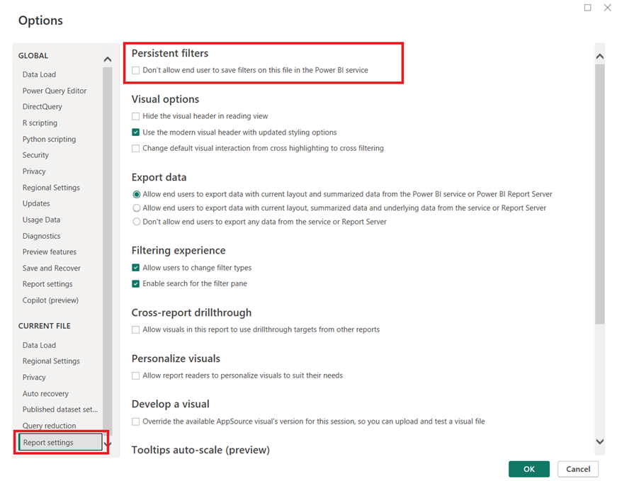 Persistent Filters (Allow saving filters) in the Power BI Service Persistent Filters (Allow saving filters) in the Power BI Service