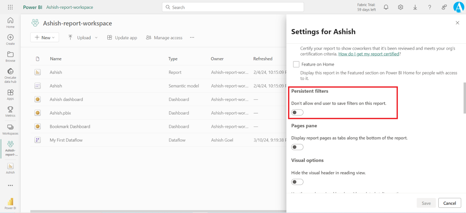 Persistent Filters (Allow saving filters) in the Power BI Service Persistent Filters (Allow saving filters) in the Power BI Service