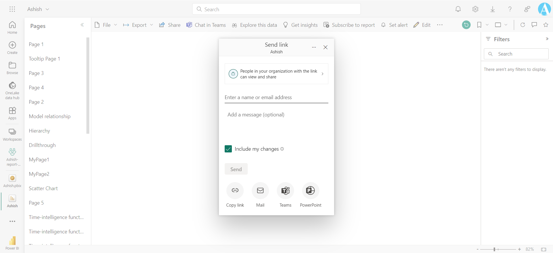Share the Power BI report and dashboard