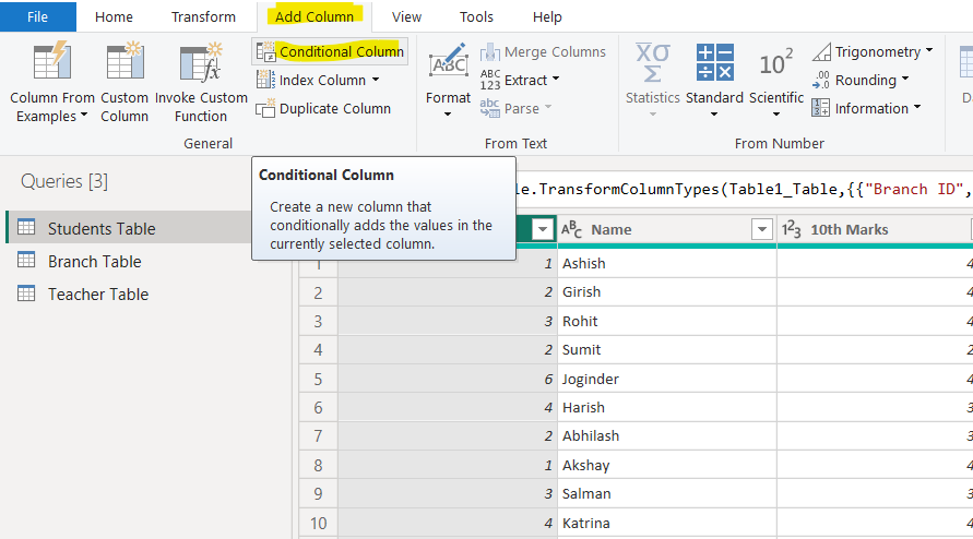 Conditional Column in Power Query Editor