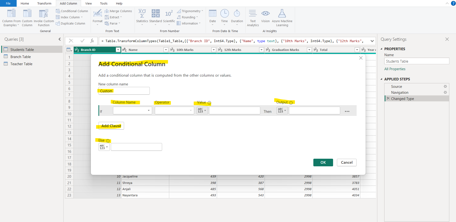 Conditional Column in Power Query Editor