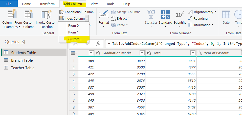 Index Column in Power Query Editor