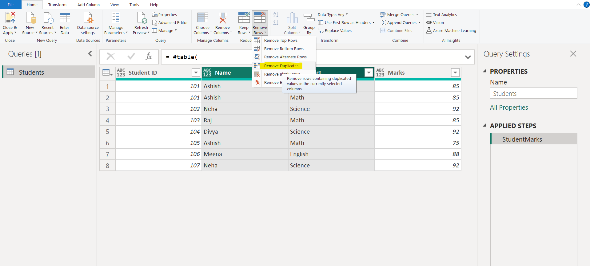 Remove Duplicates by Column