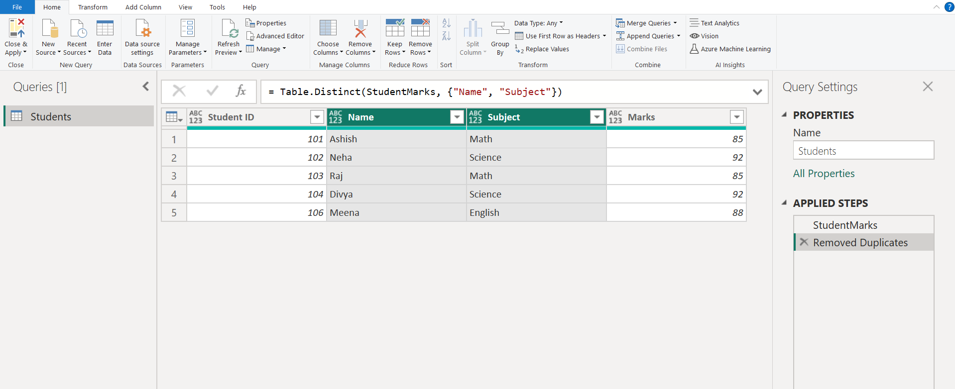Final Output After Removing Duplicates
