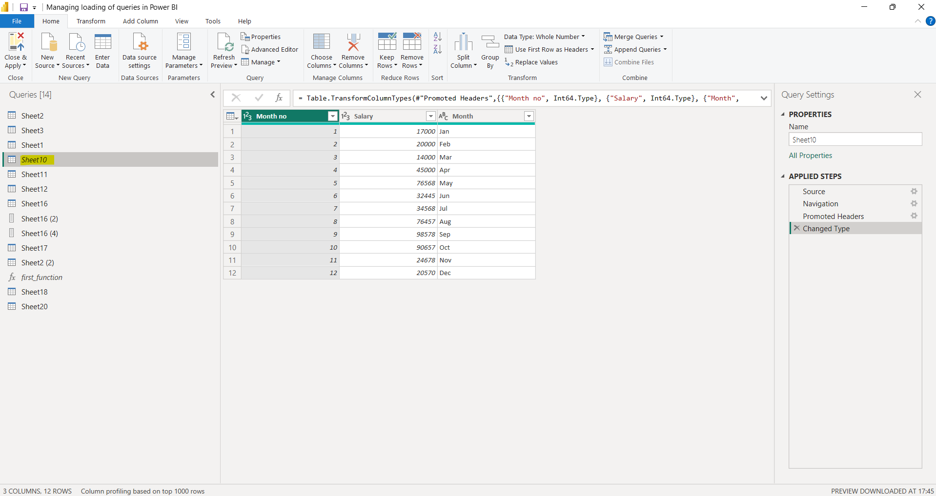 Manage loading of queries in Power BI