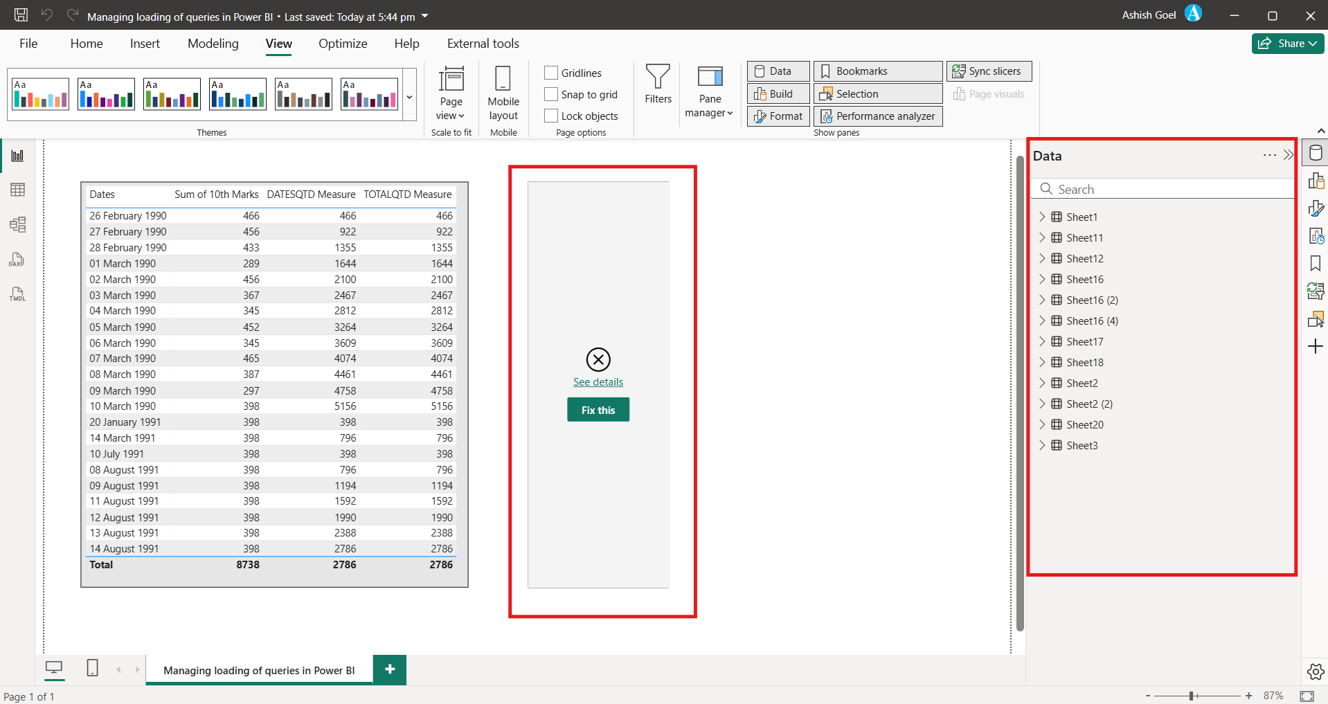 Manage loading of queries in Power BI