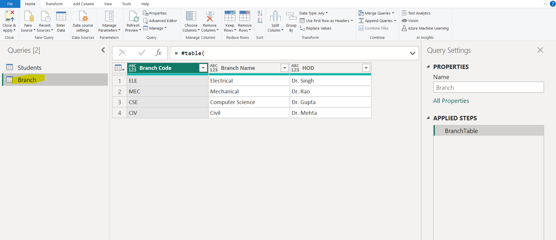 Merge Queries in Power Query Editor