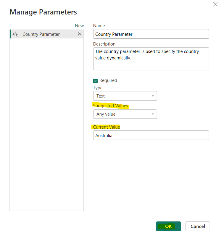 Creating and Managing Parameters in Power Query Editor