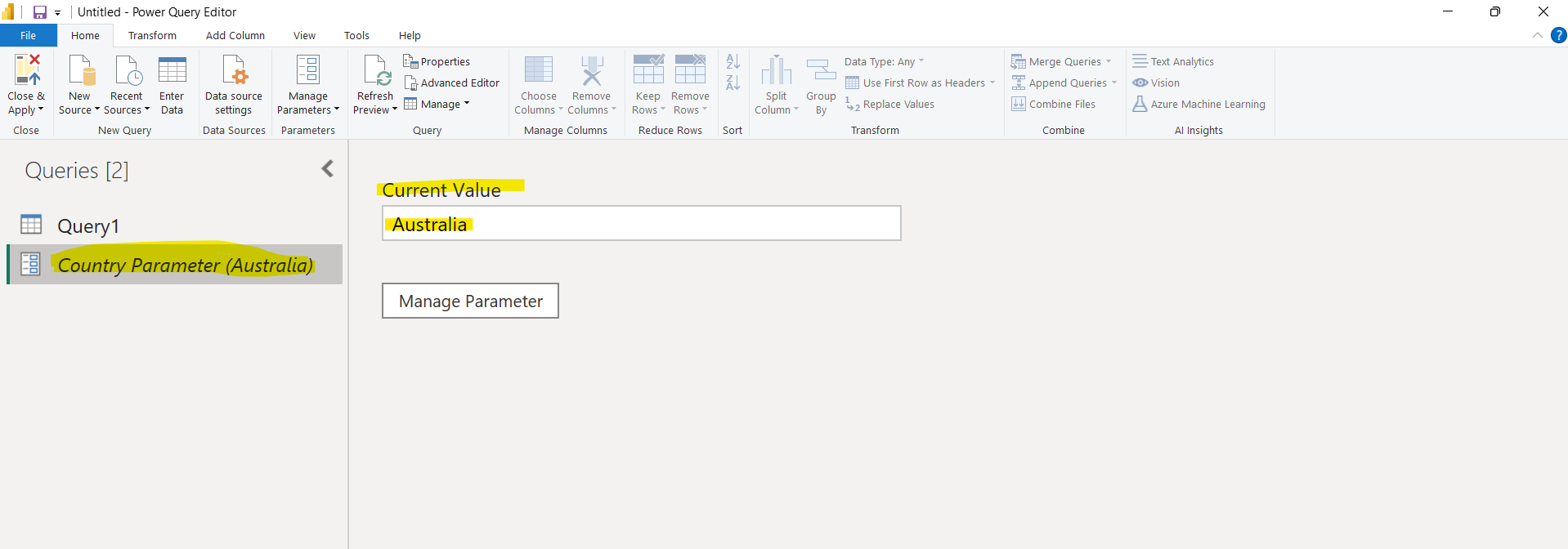Creating and Managing Parameters in Power Query Editor