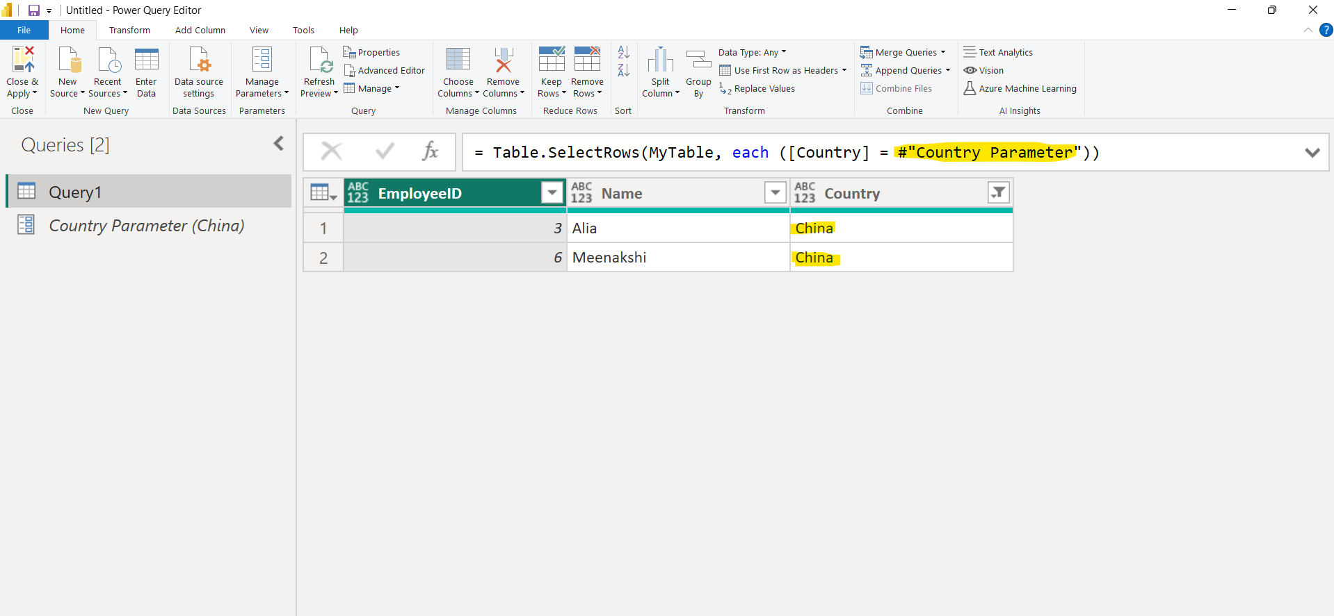 Creating and Managing Parameters in Power Query Editor