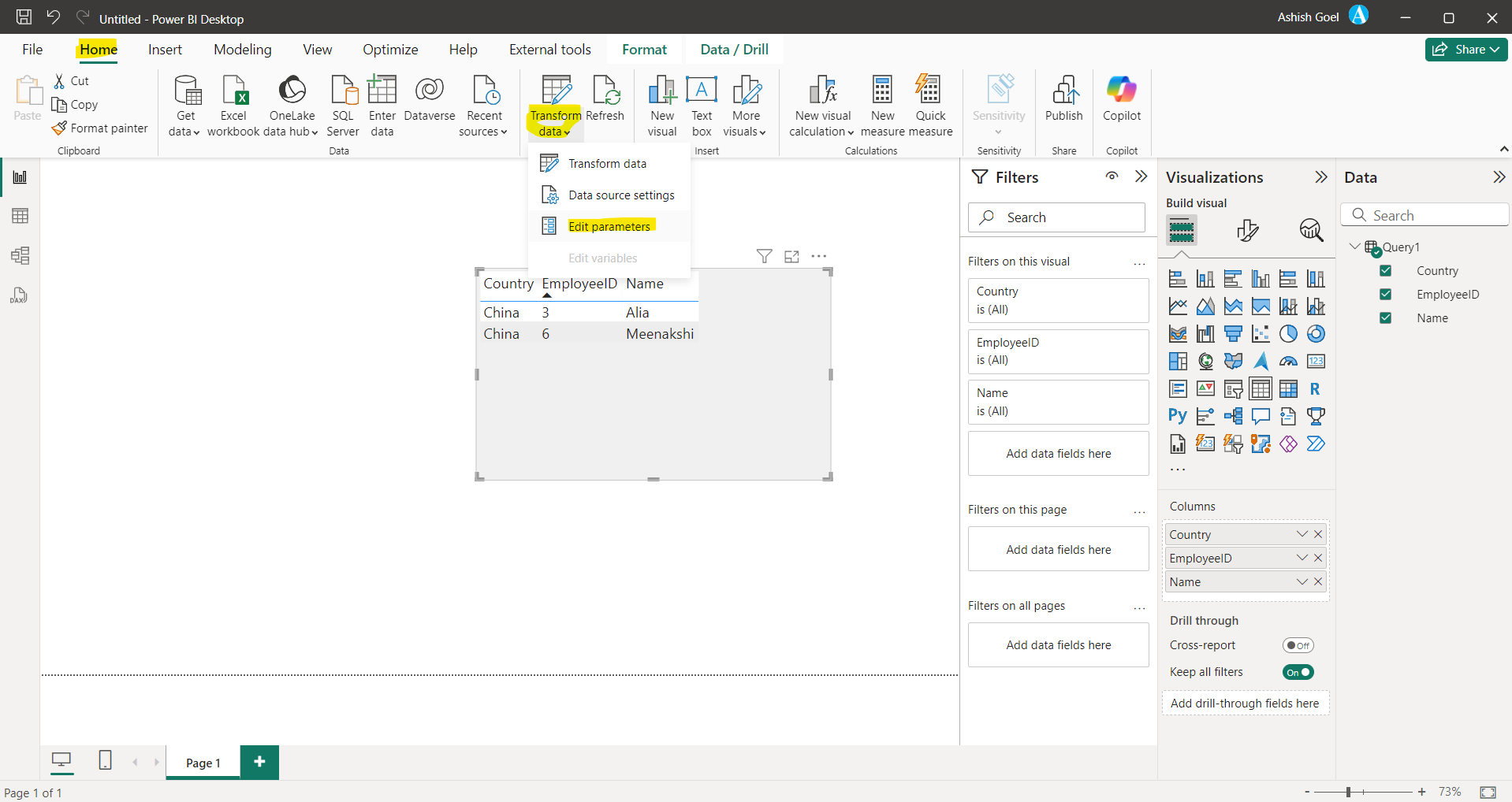 Creating and Managing Parameters in Power Query Editor
