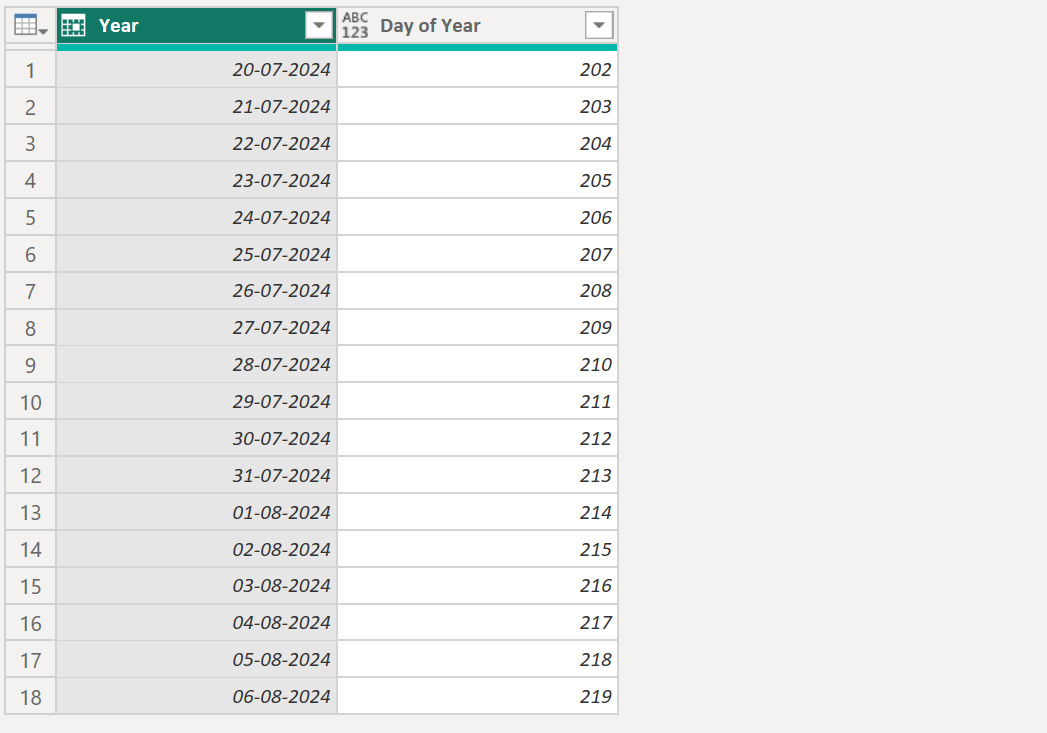 Date.DayOfYear function in Power Query Date.DayOfYear function in Power Query