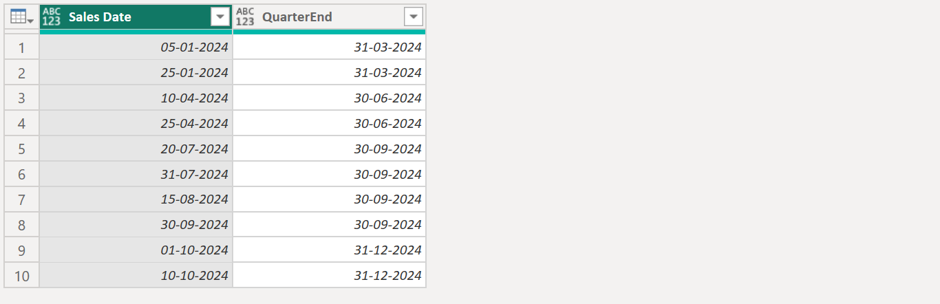 Date.EndOfQuarter function in Power Query