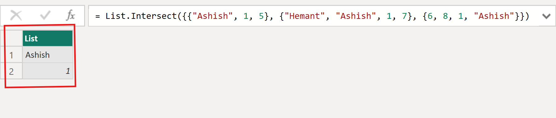 List.Intersect function in Power Query