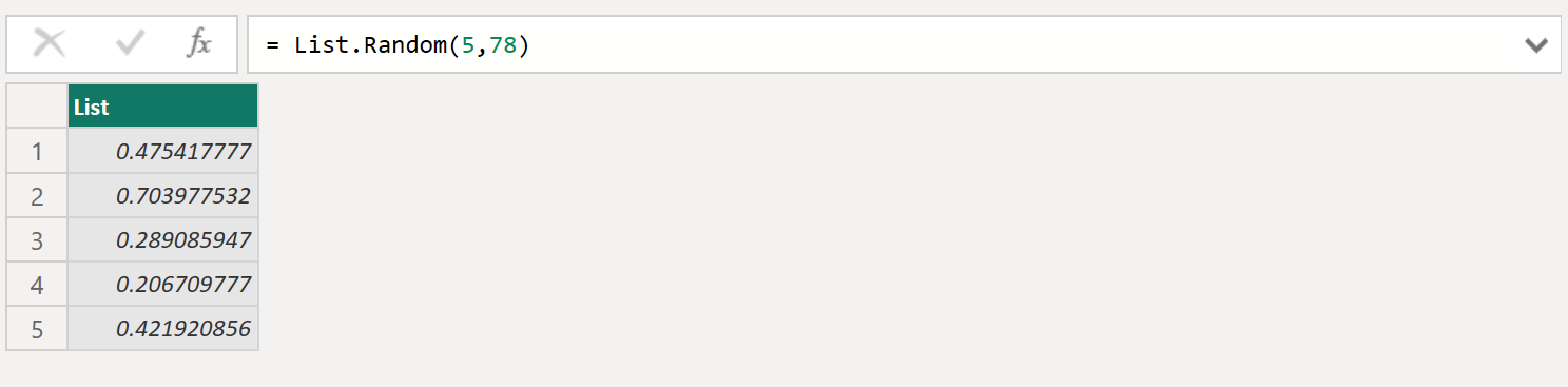 List.Random function in Power Query List.Random function in Power Query