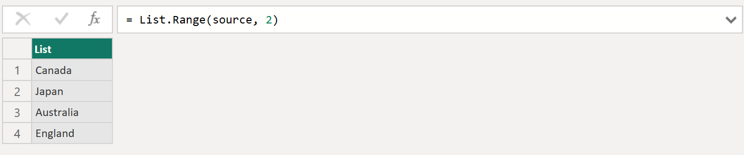 List.Range function in Power Query List.Range function in Power Query
