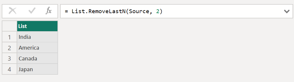 List.RemoveLastN function in Power Query List.RemoveLastN function in Power Query