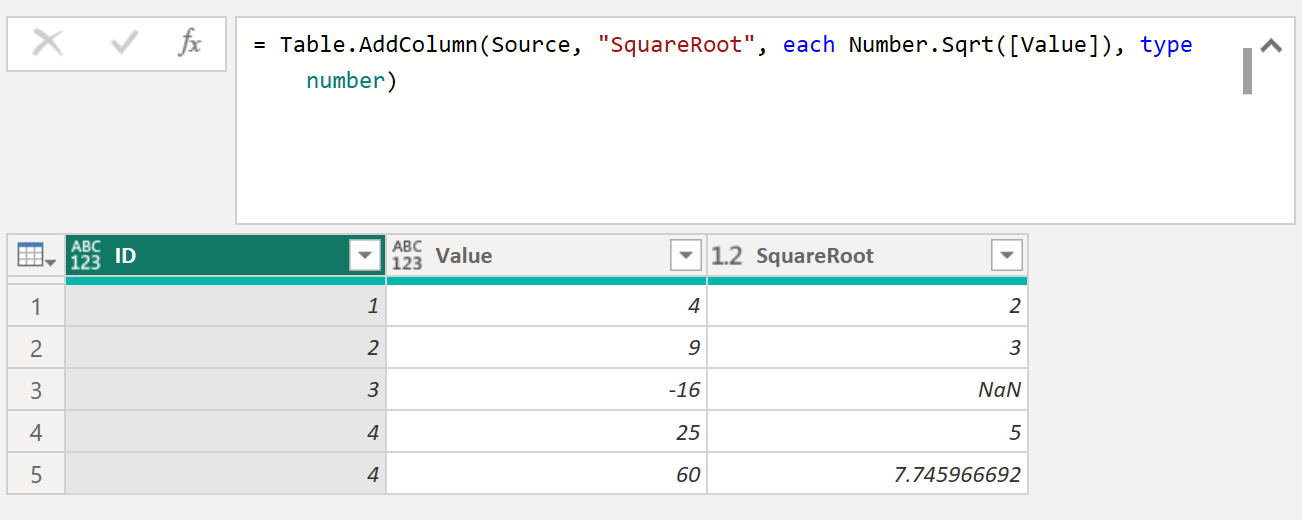 Number.Sqrt Function in Power Query Number.Sqrt Function in Power Query