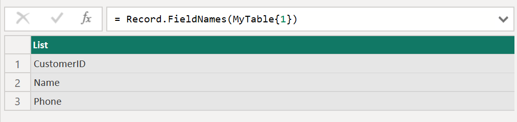 Record.FieldNames function in Power Query Record.FieldNames function in Power Query
