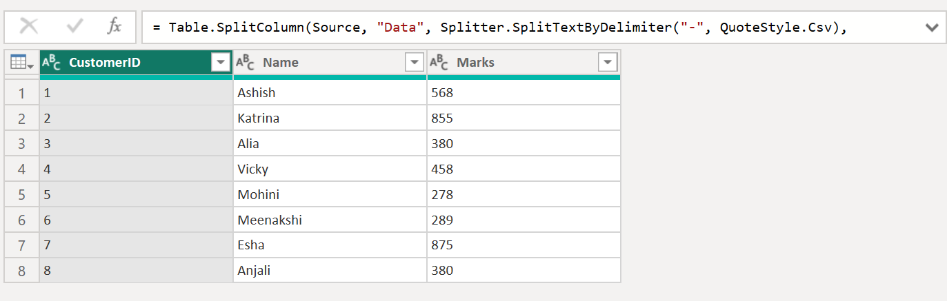Splitter.SplitTextByDelimiter Function in Power Query