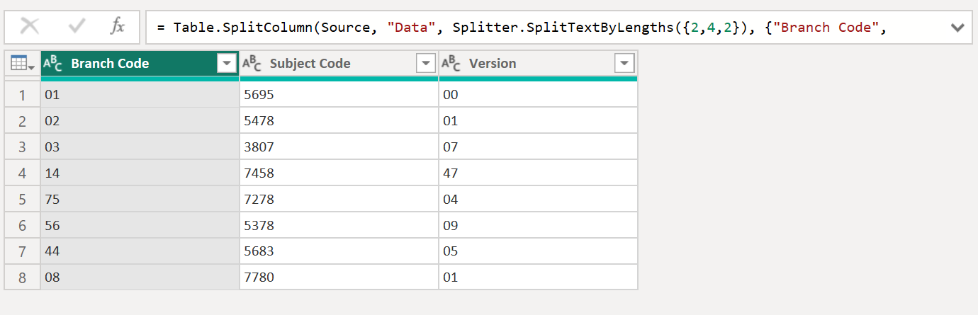 Splitter.SplitTextByLengths Function in Power Query