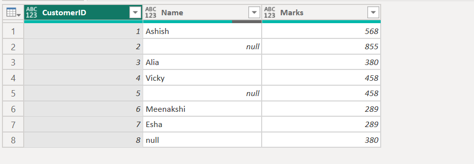 Table.FillDown function in Power Query Table.FillDown function in Power Query