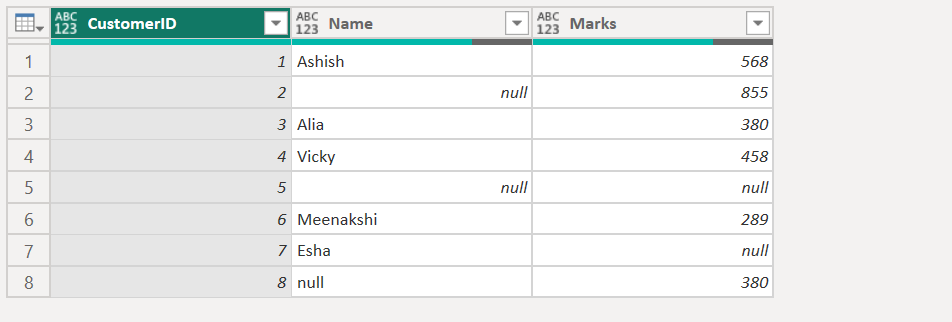 Table.FillUp function in Power Query Table.FillUp function in Power Query