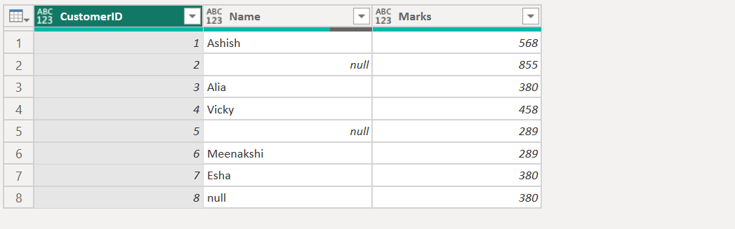 Table.FillUp function in Power Query Table.FillUp function in Power Query