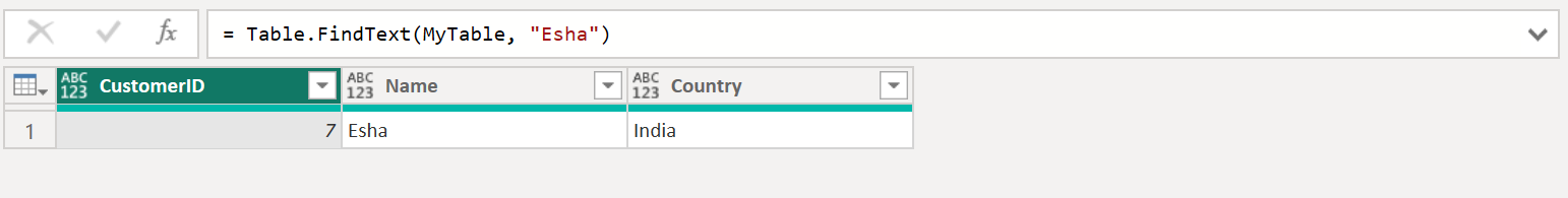 Table.FindText function in Power Query Table.FindText function in Power Query