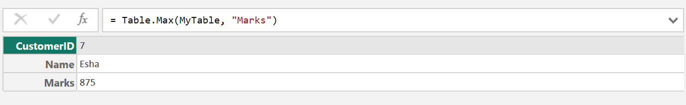 Table.Max function in Power Query Table.Max function in Power Query