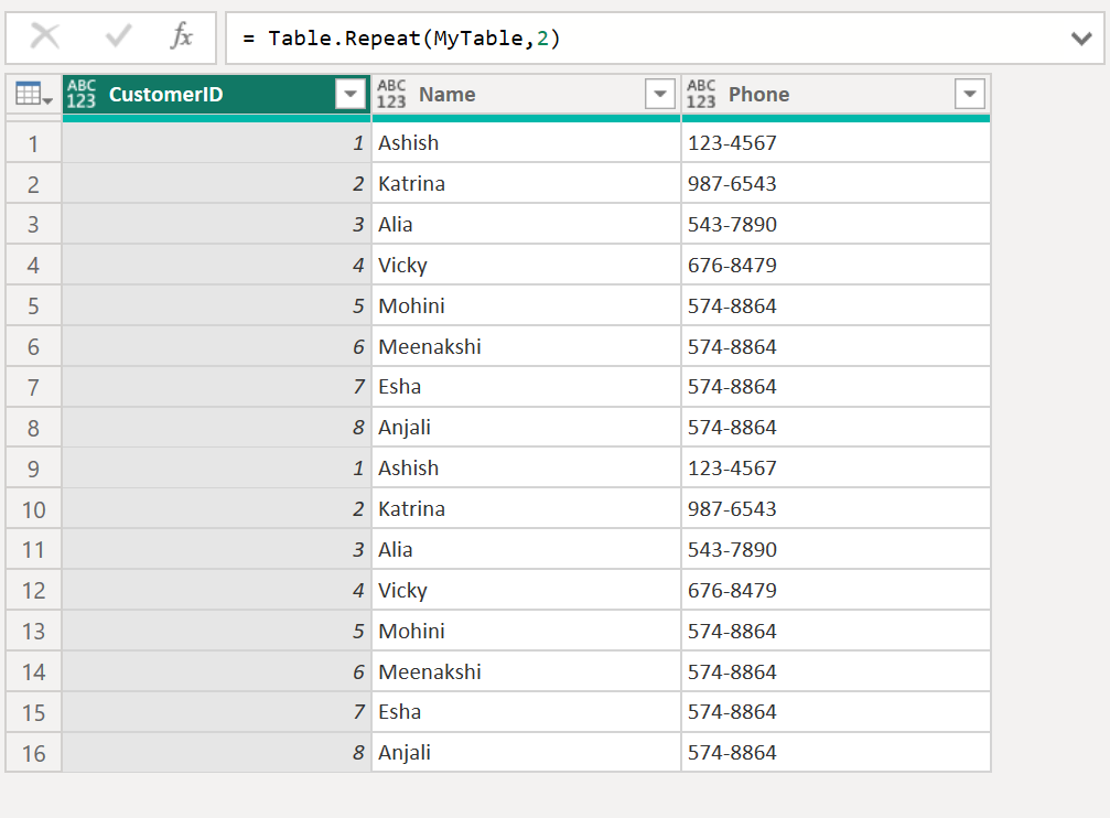 Table.Repeat function in Power Query Table.Repeat function in Power Query