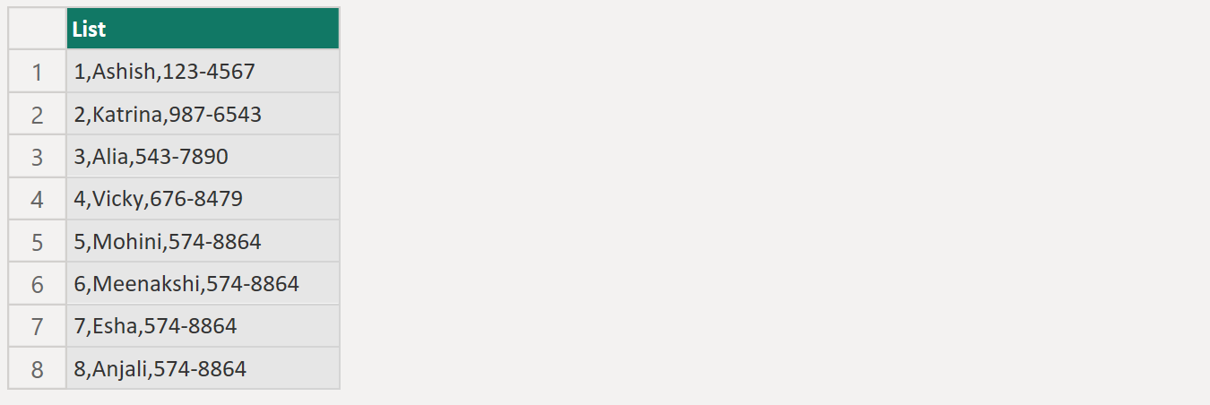 Table.ToList function in Power Query Table.ToList function in Power Query